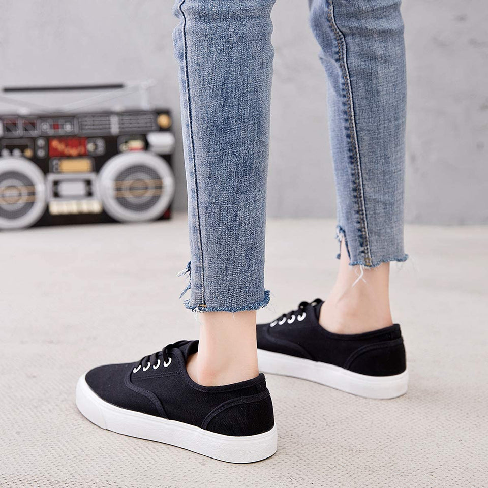Womens Canvas Shoes Low Cut Canvas Sneakers Walking Running Shoes - Easy Pickins Store