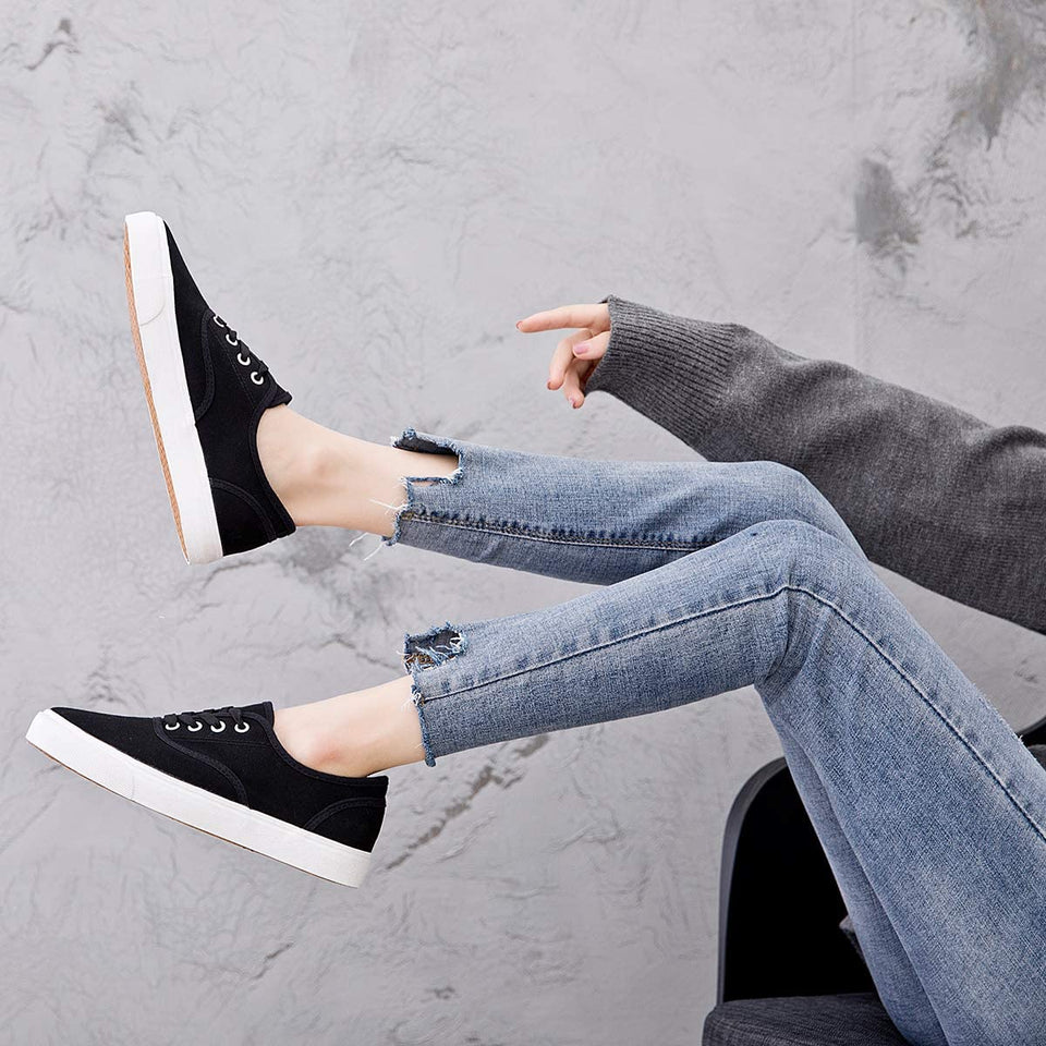 Womens Canvas Shoes Low Cut Canvas Sneakers Walking Running Shoes - Easy Pickins Store