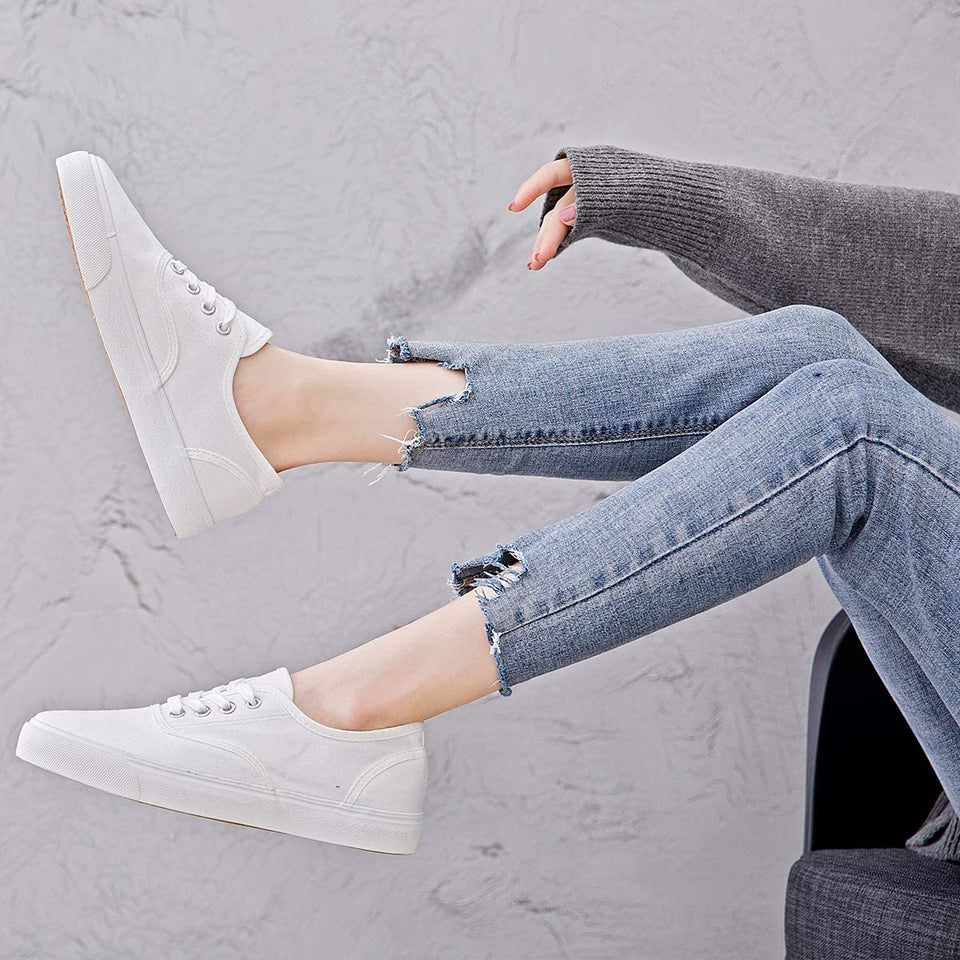 Womens Canvas Shoes Low Cut Canvas Sneakers Walking Running Shoes - Easy Pickins Store