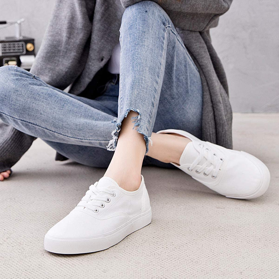 Womens Canvas Shoes Low Cut Canvas Sneakers Walking Running Shoes - Easy Pickins Store