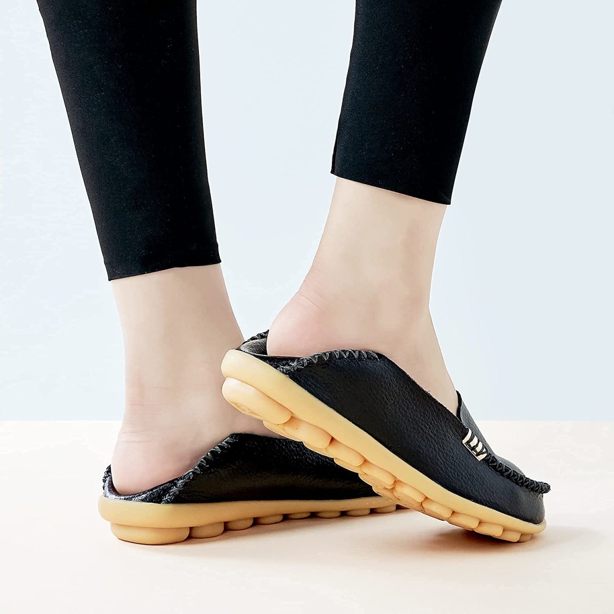 Women's Comfortable Leather Loafers Round Toe Moccasins Flats Soft Walking Shoes Women Slip On - Easy Pickins Store