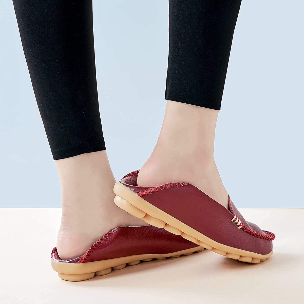 Women's Comfortable Leather Loafers Round Toe Moccasins Flats Soft Walking Shoes Women Slip On - Easy Pickins Store