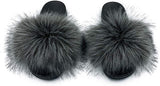 Womens Faux Fur Slippers Fluffy Fuzzy Open Toe Slides Flip Flop - Easy Pickins Store