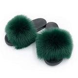 Womens Faux Fur Slippers Fluffy Fuzzy Open Toe Slides Flip Flop - Easy Pickins Store