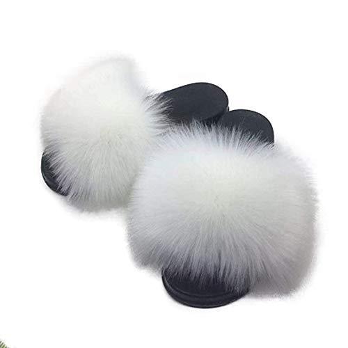 Womens Faux Fur Slippers Fluffy Fuzzy Open Toe Slides Flip Flop - Easy Pickins Store