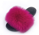 Womens Faux Fur Slippers Fluffy Fuzzy Open Toe Slides Flip Flop - Easy Pickins Store