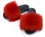 Womens Faux Fur Slippers Fluffy Fuzzy Open Toe Slides Flip Flop - Easy Pickins Store