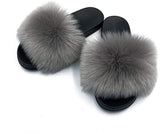 Womens Faux Fur Slippers Fluffy Fuzzy Open Toe Slides Flip Flop - Easy Pickins Store