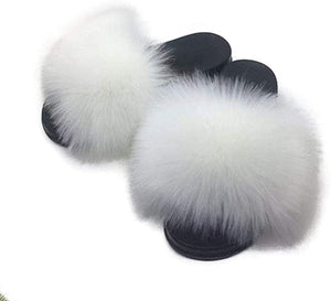 Womens Faux Fur Slippers Fluffy Fuzzy Open Toe Slides Flip Flop - Easy Pickins Store