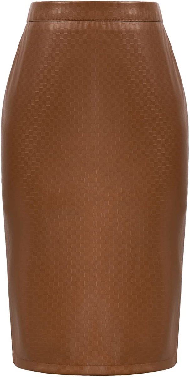 Women's Faux Leather Pencil Elegant High Waist Split Skirt - Easy Pickins Store