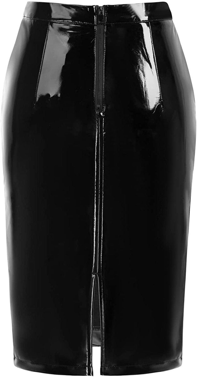 Women's Faux Leather Pencil Elegant High Waist Split Skirt - Easy Pickins Store