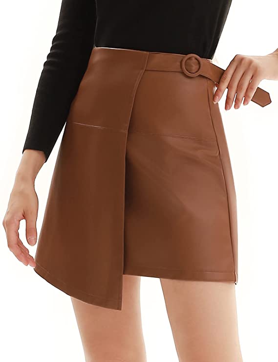 Women's Faux Leather Pencil Elegant High Waist Split Skirt - Easy Pickins Store