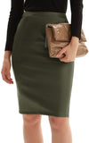 Women's Faux Leather Pencil Skirt Elegant High Waist Bodycon Skirt Back Split - Easy Pickins Store