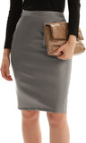 Women's Faux Leather Pencil Skirt Elegant High Waist Bodycon Skirt Back Split - Easy Pickins Store
