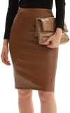Women's Faux Leather Pencil Skirt Elegant High Waist Bodycon Skirt Back Split - Easy Pickins Store
