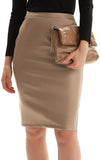 Women's Faux Leather Pencil Skirt Elegant High Waist Bodycon Skirt Back Split - Easy Pickins Store