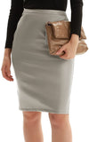 Women's Faux Leather Pencil Skirt Elegant High Waist Bodycon Skirt Back Split - Easy Pickins Store