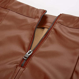 Women's Faux Leather Pencil Skirt Elegant High Waist Bodycon Skirt Back Split - Easy Pickins Store