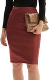 Women's Faux Leather Pencil Skirt Elegant High Waist Bodycon Skirt Back Split - Easy Pickins Store