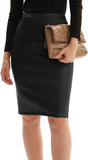 Women's Faux Leather Pencil Skirt Elegant High Waist Bodycon Skirt Back Split - Easy Pickins Store