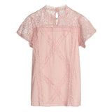 Women's Round Neck Floral Lace Hollow Out Short Sleeve Pullover T Shirt - Easy Pickins Store