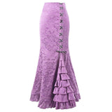 Women's Skirt Punk Style Retro Mermaid Skirt Vintage Long Ruffle Slim Fit Fishtail Skirt lace up black slim plus size Skirt#G1 - Easy Pickins Store