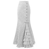 Women's Skirt Punk Style Retro Mermaid Skirt Vintage Long Ruffle Slim Fit Fishtail Skirt lace up black slim plus size Skirt#G1 - Easy Pickins Store