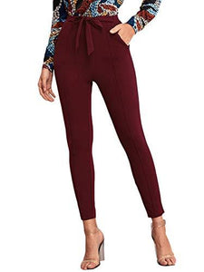 Women's Stretchy Workwear Office Skinny Pants with Belt - Easy Pickins Store