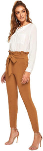 Women's Stretchy Workwear Office Skinny Pants with Belt - Easy Pickins Store