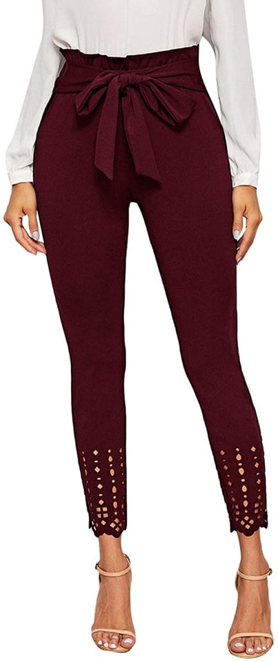 Women's Stretchy Workwear Office Skinny Pants with Belt - Easy Pickins Store