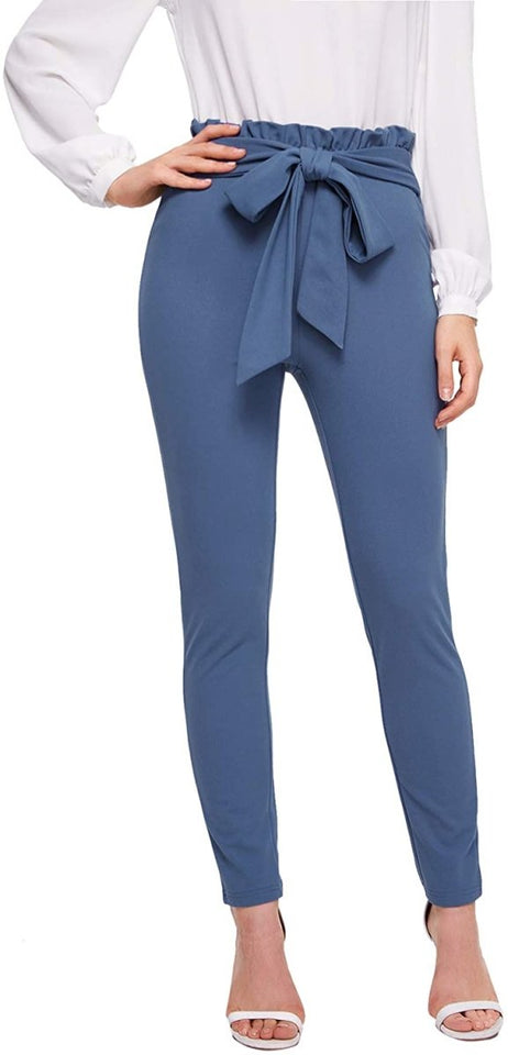 Women's Stretchy Workwear Office Skinny Pants with Belt - Easy Pickins Store