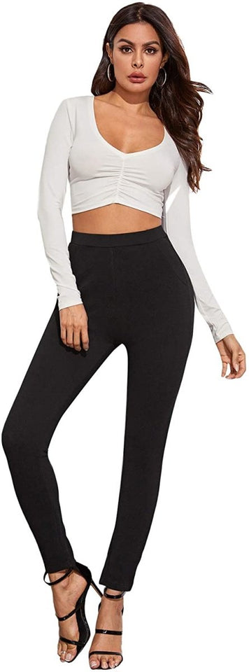 Women's Stretchy Workwear Office Skinny Pants with Belt - Easy Pickins Store