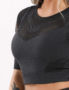 Women's Yoga Gym Crop Top Compression Workout Athletic Short/Long Sleeve Shirt - Easy Pickins Store