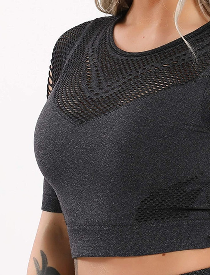 Women's Yoga Gym Crop Top Compression Workout Athletic Short/Long Sleeve Shirt - Easy Pickins Store