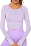 Women's Yoga Gym Crop Top Compression Workout Athletic Short/Long Sleeve Shirt - Easy Pickins Store