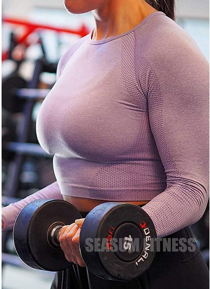 Women's Yoga Gym Crop Top Compression Workout Athletic Short/Long Sleeve Shirt - Easy Pickins Store