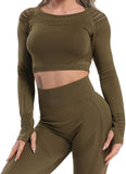 Women's Yoga Gym Crop Top Compression Workout Athletic Short/Long Sleeve Shirt - Easy Pickins Store
