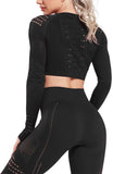 Women's Yoga Gym Crop Top Compression Workout Athletic Short/Long Sleeve Shirt - Easy Pickins Store