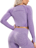 Women's Yoga Gym Crop Top Compression Workout Athletic Short/Long Sleeve Shirt - Easy Pickins Store