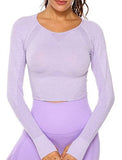 Women's Yoga Gym Crop Top Compression Workout Athletic Short/Long Sleeve Shirt - Easy Pickins Store