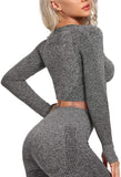 Women's Yoga Gym Crop Top Compression Workout Athletic Short/Long Sleeve Shirt - Easy Pickins Store