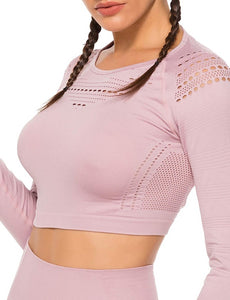 Women's Yoga Gym Crop Top Compression Workout Athletic Short/Long Sleeve Shirt - Easy Pickins Store