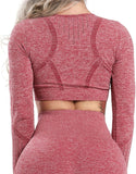 Women's Yoga Gym Crop Top Compression Workout Athletic Short/Long Sleeve Shirt - Easy Pickins Store