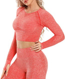 Women's Yoga Gym Crop Top Compression Workout Athletic Short/Long Sleeve Shirt - Easy Pickins Store