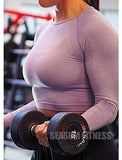 Women's Yoga Gym Crop Top Compression Workout Athletic Short/Long Sleeve Shirt - Easy Pickins Store