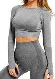 Women's Yoga Gym Crop Top Compression Workout Athletic Short/Long Sleeve Shirt - Easy Pickins Store