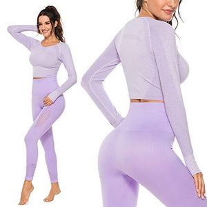 Women's Yoga Gym Crop Top Compression Workout Athletic Short/Long Sleeve Shirt - Easy Pickins Store