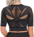 Women's Yoga Gym Crop Top Compression Workout Athletic Short/Long Sleeve Shirt - Easy Pickins Store