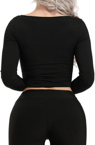 Women's Yoga Gym Crop Top Compression Workout Athletic Short/Long Sleeve Shirt - Easy Pickins Store