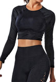 Women's Yoga Gym Crop Top Compression Workout Athletic Short/Long Sleeve Shirt - Easy Pickins Store